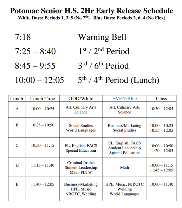 2 hour early release schedule